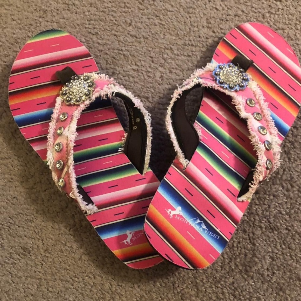 Montana West Pink Striped Sandals